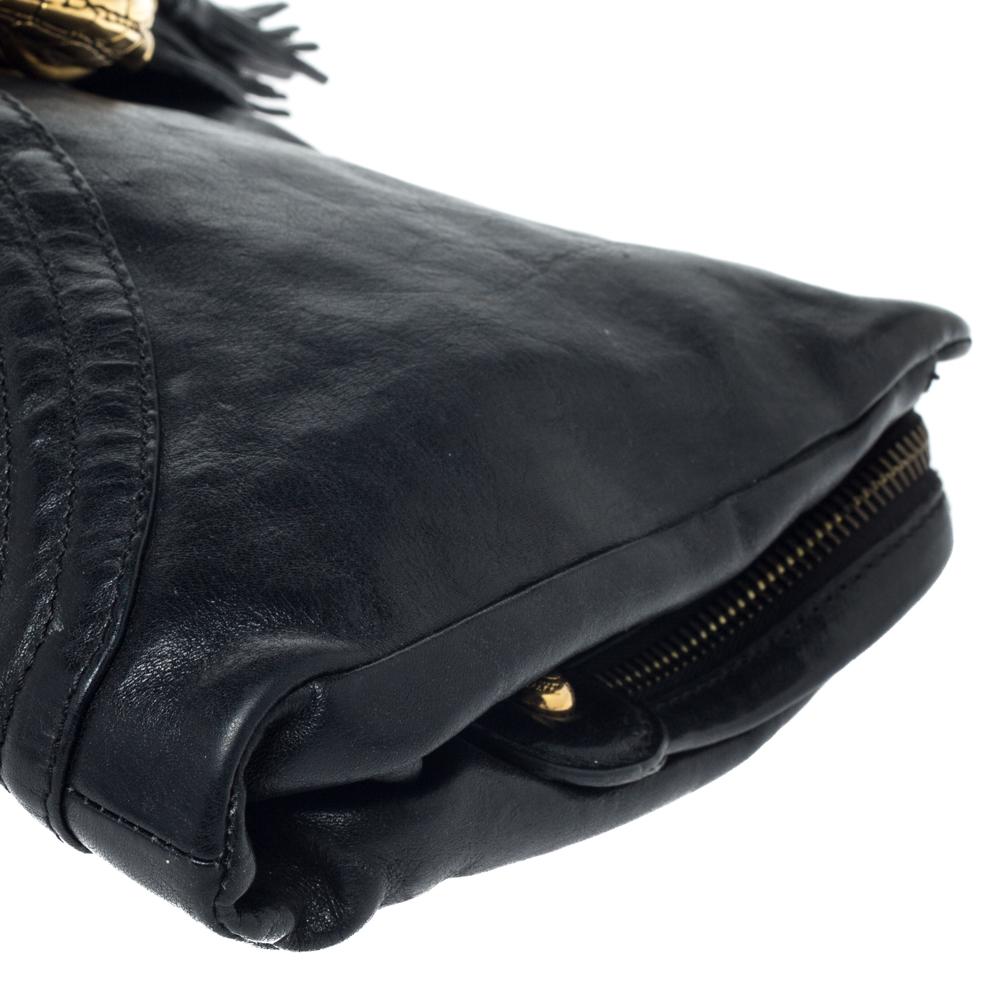 Jimmy Choo Black Leather Tassel Clutch 4