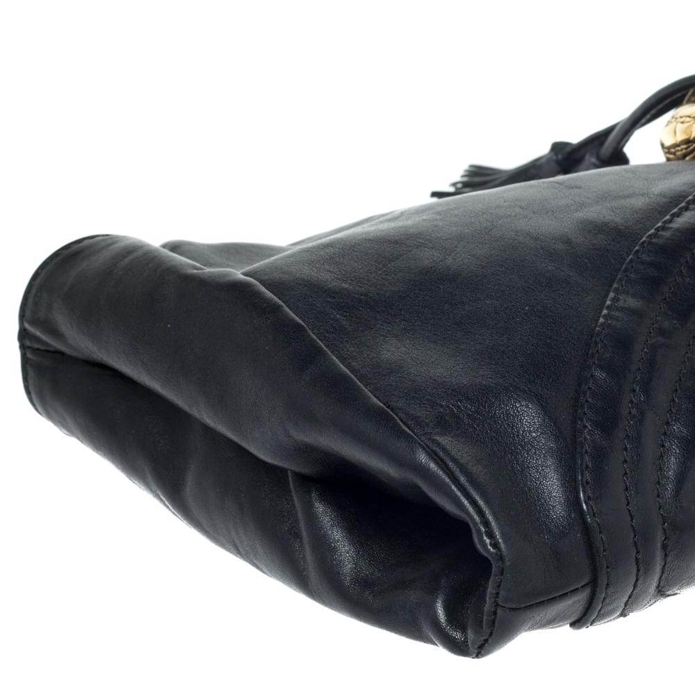 Jimmy Choo Black Leather Tassel Clutch 5