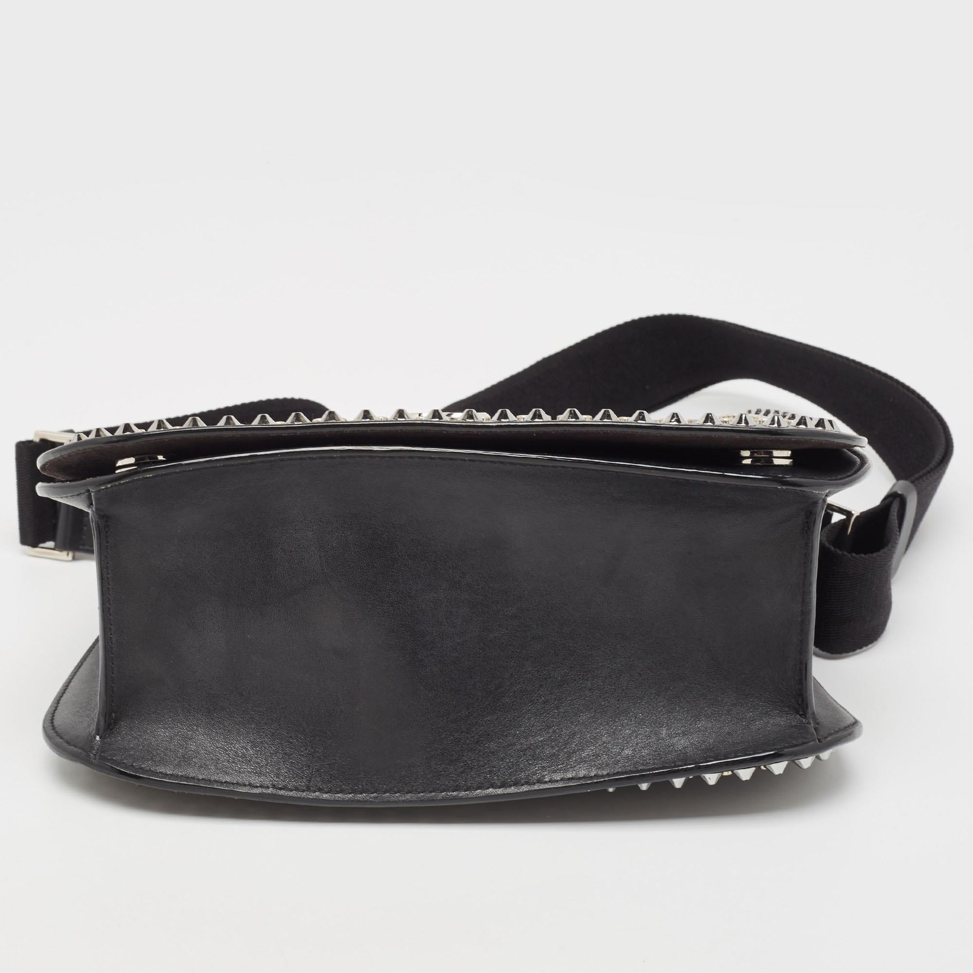 Jimmy Choo Black Leather Varenne Studded Flap Crossbody Bag For Sale 7