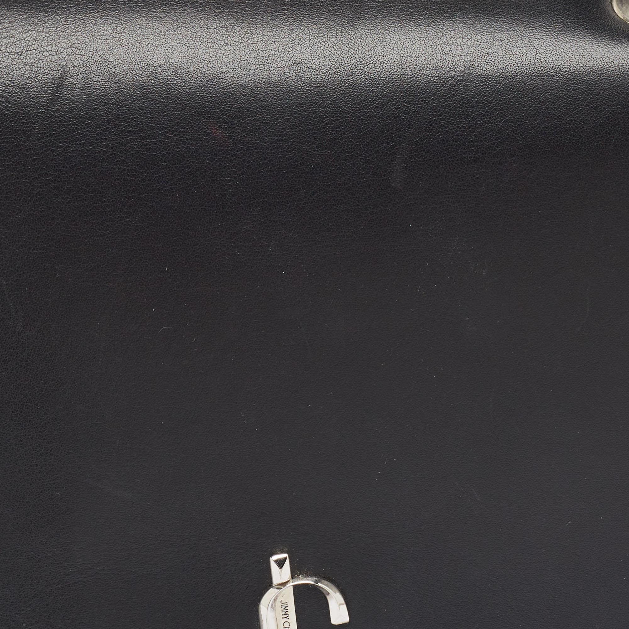 Jimmy Choo Black Leather Varenne Studded Flap Crossbody Bag For Sale 9