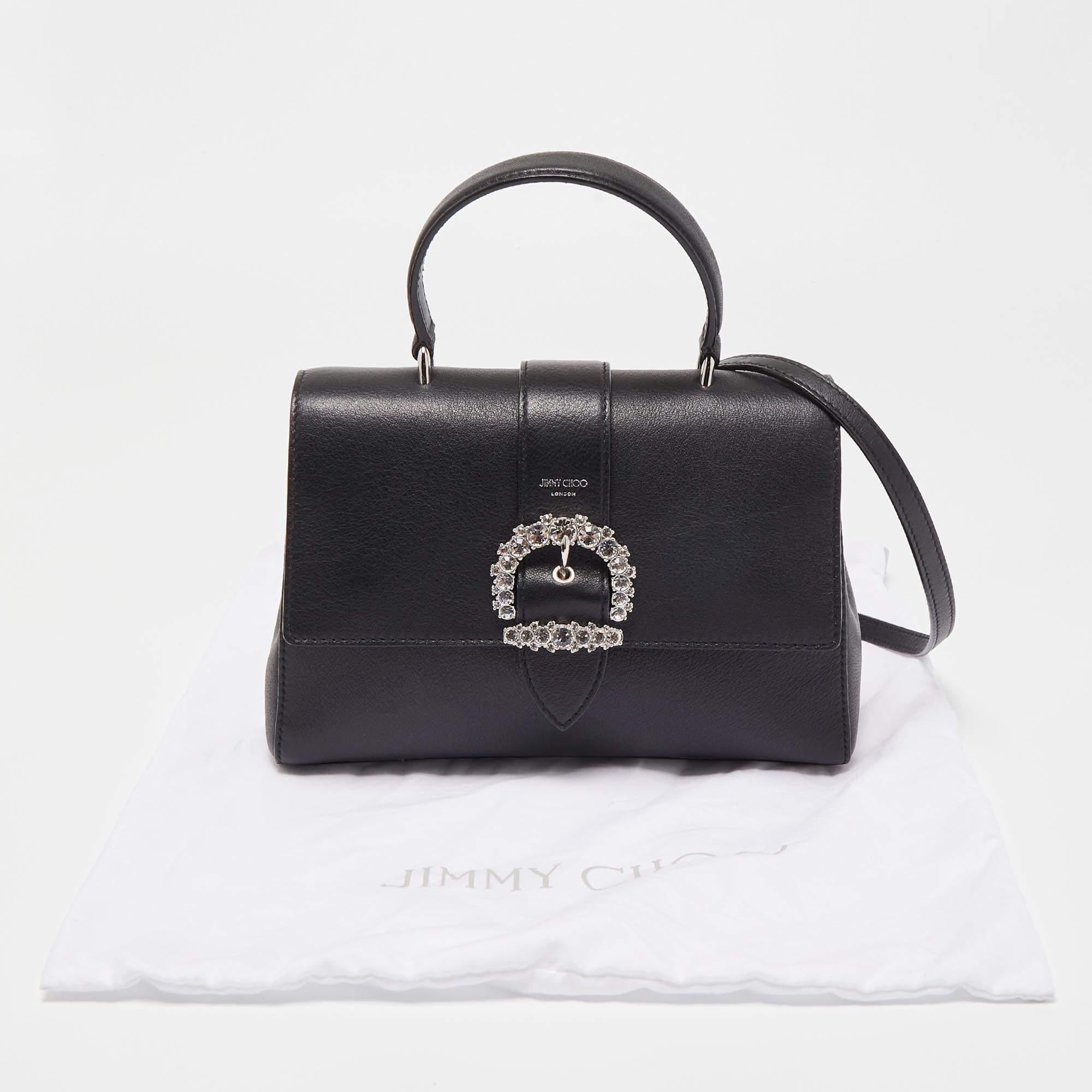 Jimmy Choo Black Medium Cheri Crystals Top Handle Bag 7