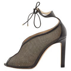 Sayra-Stiefeletten aus schwarzem Mesh und Leder von Jimmy Choo, Größe 39,5