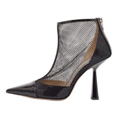 Jimmy Choo Black Mesh and Patent Leather Ankle Boots Size 42