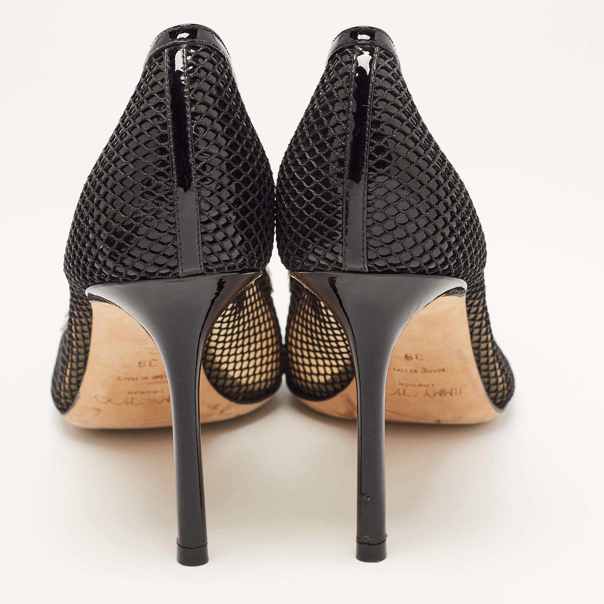 Jimmy Choo Black Mesh and Patent Romy Pumps Size 39 3