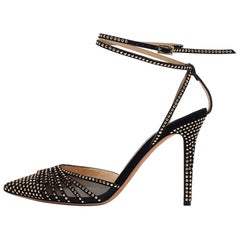 Used Jimmy Choo Black Mesh and Studded Suede Kizzy Pumps Size 38