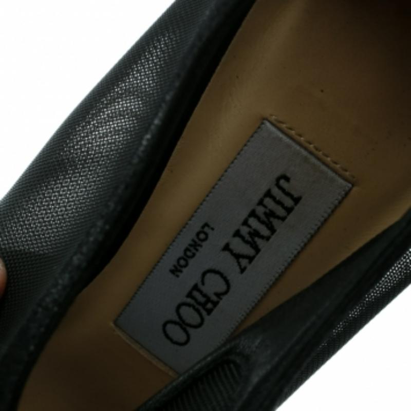 Jimmy Choo - Bottines à bout ouvert en maille noire et daim marbrée, taille 36,5 en vente 2