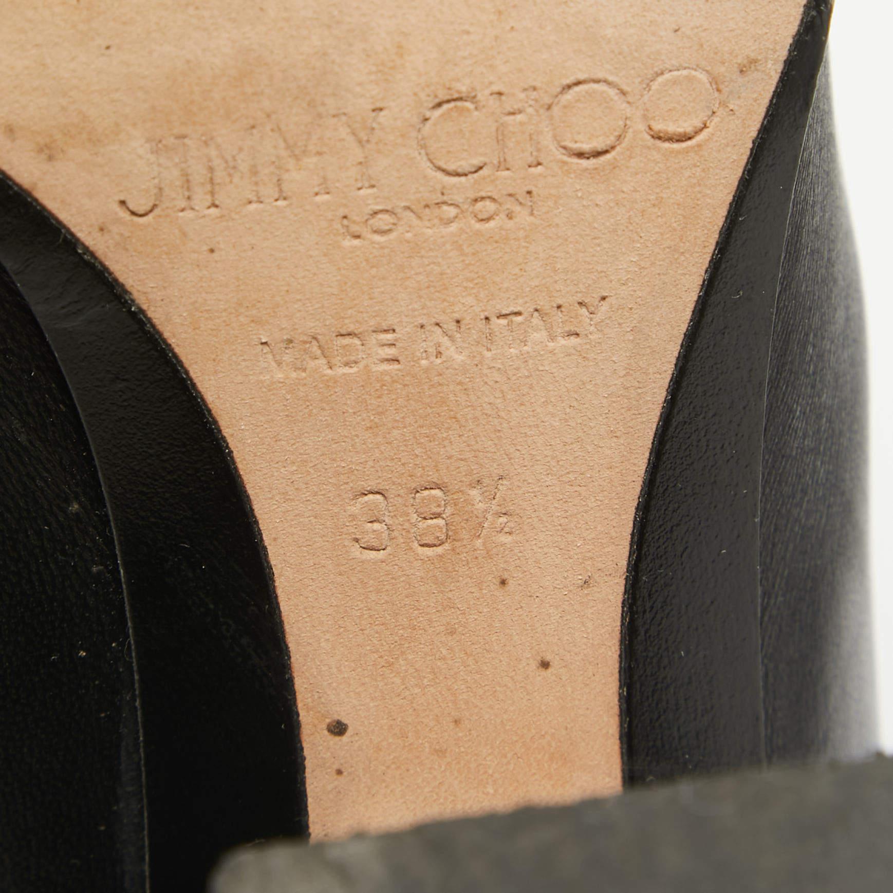 Jimmy Choo Noir/Bleu marine  Bottes de longueur cheville en cuir et daim taille 38,5 en vente 4
