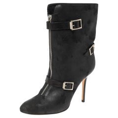 Jimmy Choo Black Nubuck Leather Buckle Ankle Boots Size 41