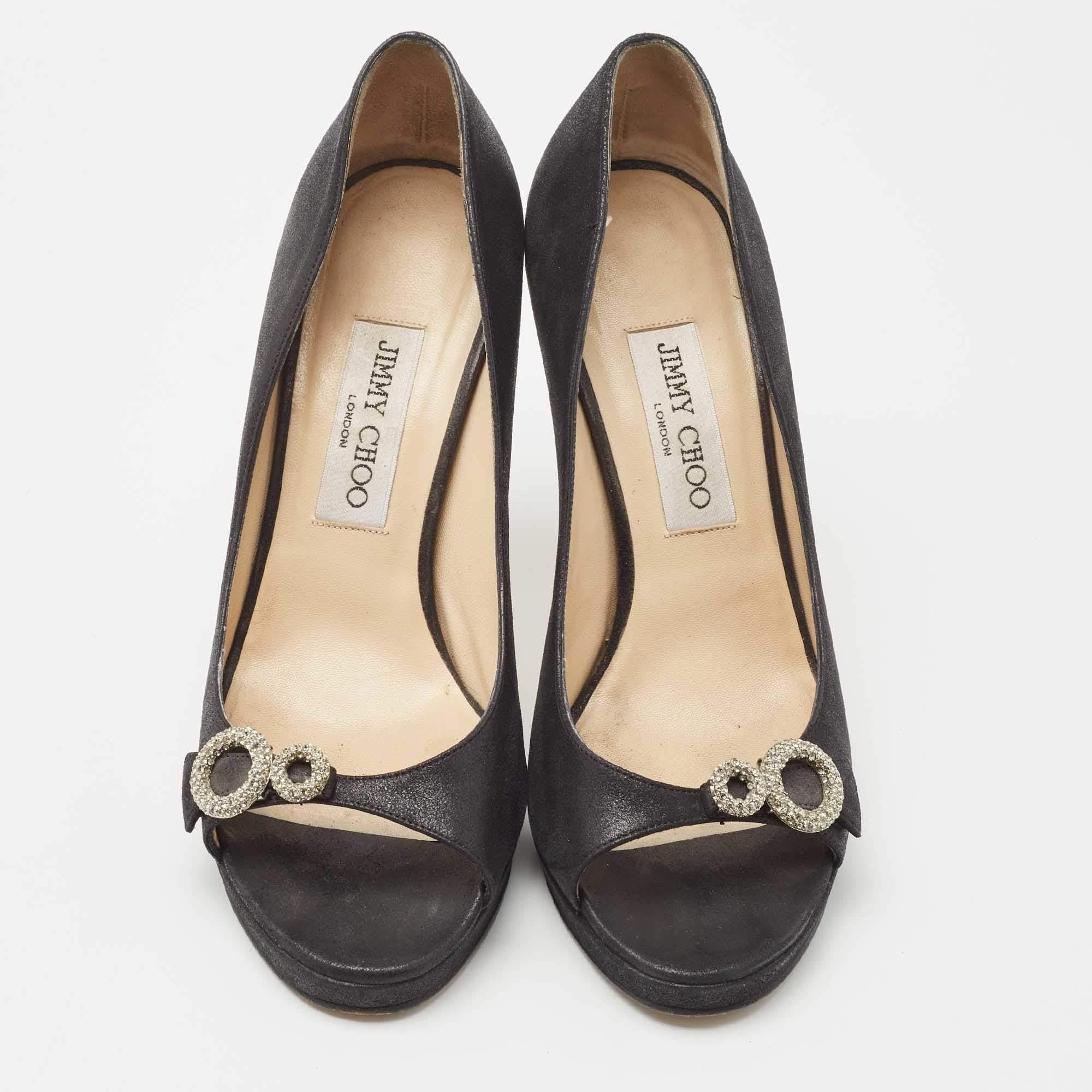 Nero Jimmy Choo - Pompe a punta aperta in pelle nabuk nera - misura 38 in vendita