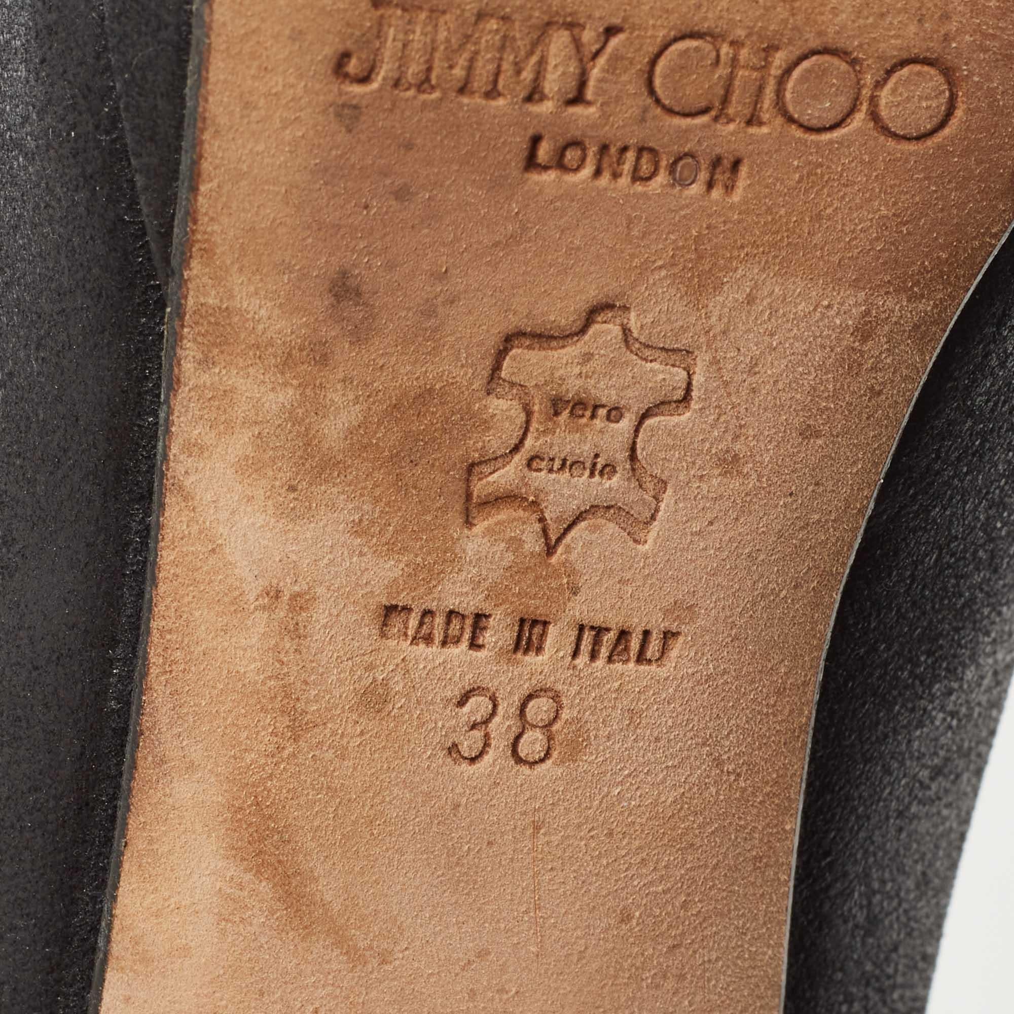 Jimmy Choo - Pompe a punta aperta in pelle nabuk nera - misura 38 in vendita 3