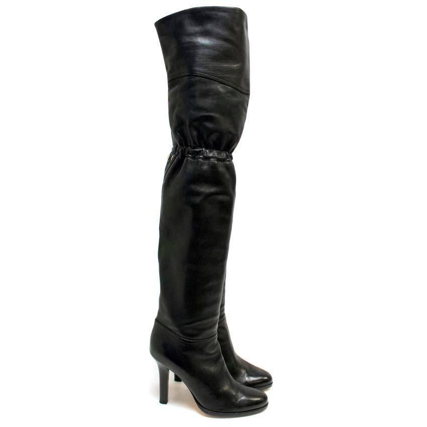 Jimmy Choo Black Over the Knee Heeled Boots Size 36 In Excellent Condition In London, GB