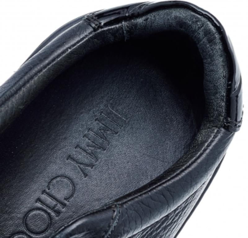 Jimmy Choo, scarpe da ginnastica basse in pelle e vernice nera, taglia 39 2
