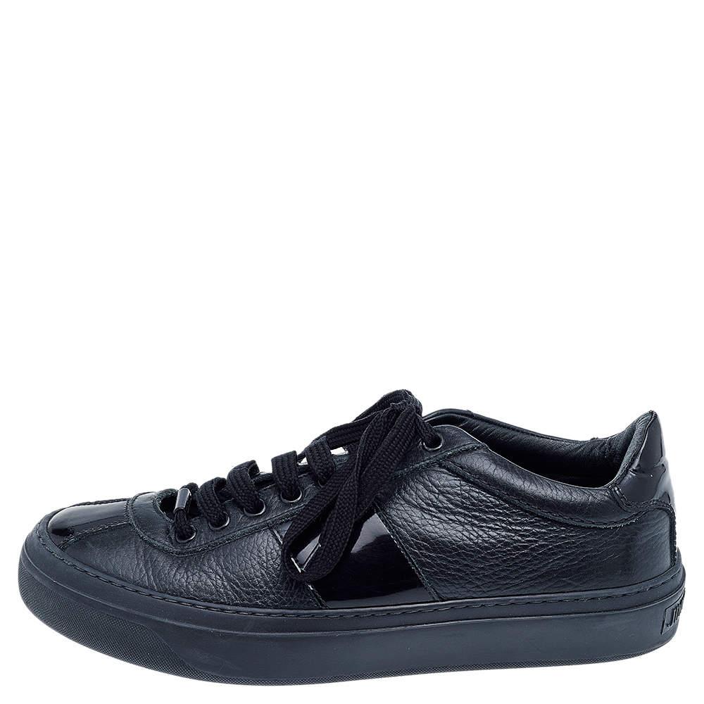 Jimmy Choo Black Patent And Leather Low Top Sneakers Size 39 For Sale 3