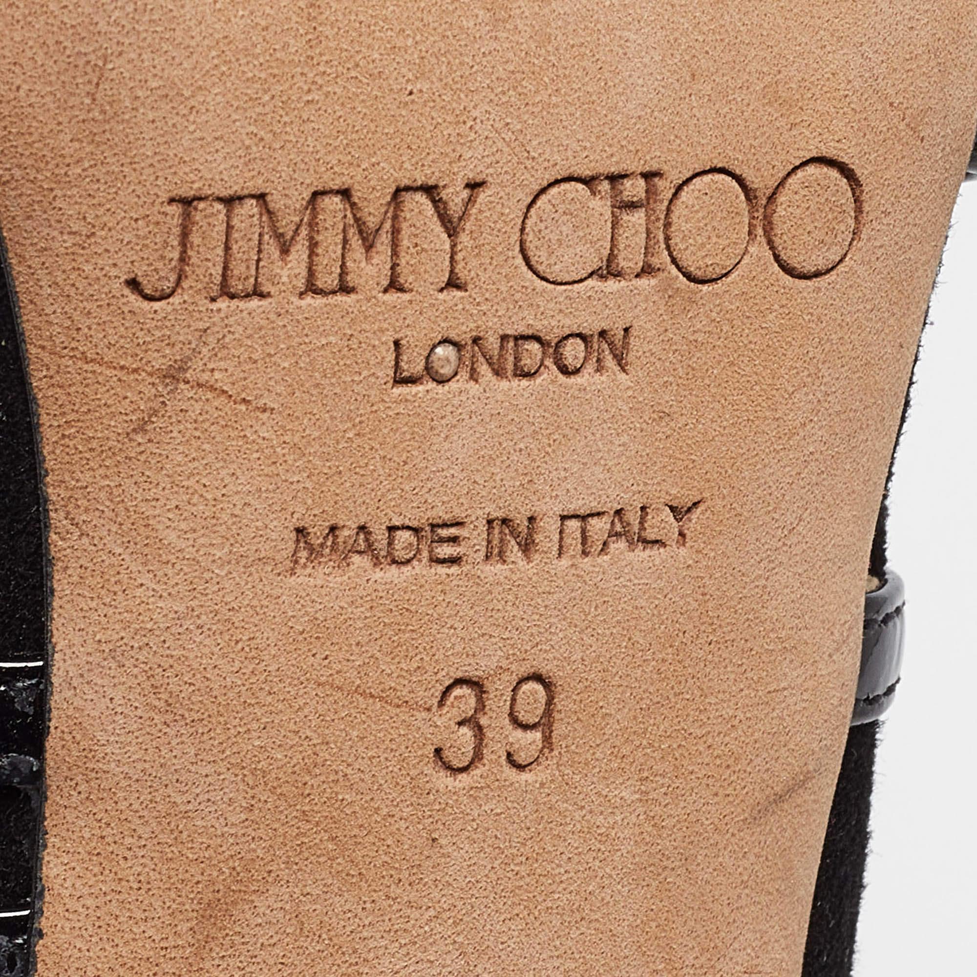 Jimmy Choo - Sandales à découpes en daim et vernis noir - Taille 39 en vente 3