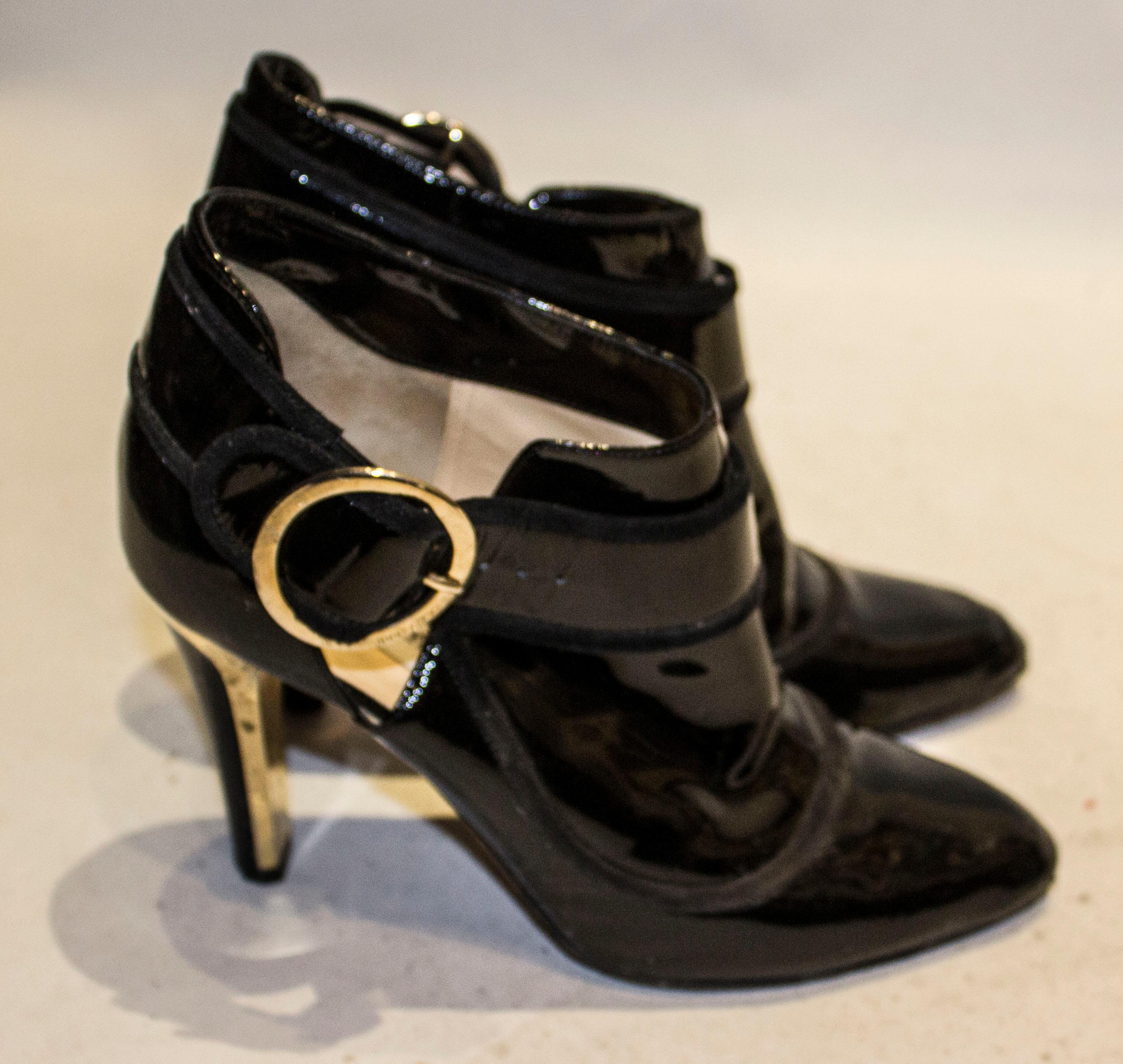 Jimmy Choo Black Patent Ankle Boots In Good Condition In London, GB