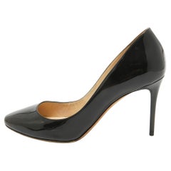 Jimmy Choo Black Patent Aza Kitten Pointed Toe Pumps Size 37