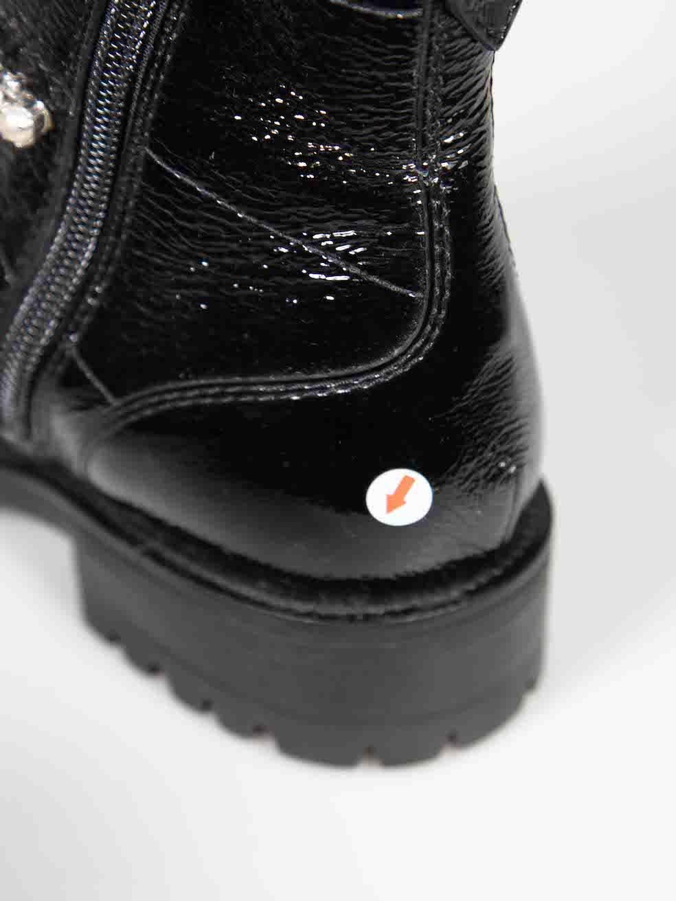 Jimmy Choo Black Patent Cruz Embellished Combat Boots Size IT 36 2