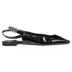 Jimmy Choo Black Patent Embellished Slingbacks Size IT 37.5