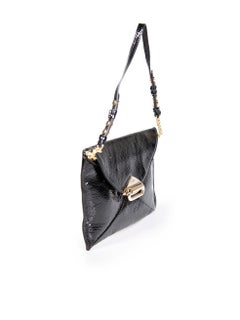 Jimmy Choo Black Patent Envelope Chain Clutch