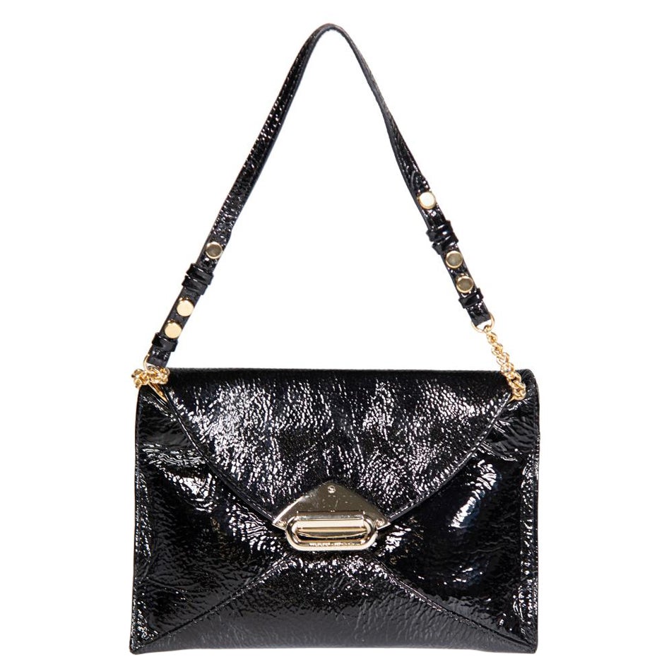 Jimmy Choo Black Patent Envelope Chain Clutch