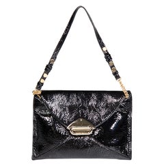 Jimmy Choo Black Patent Envelope Chain Clutch