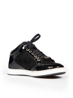 Jimmy Choo Black Patent Lace Up Trainers Size IT 35.5