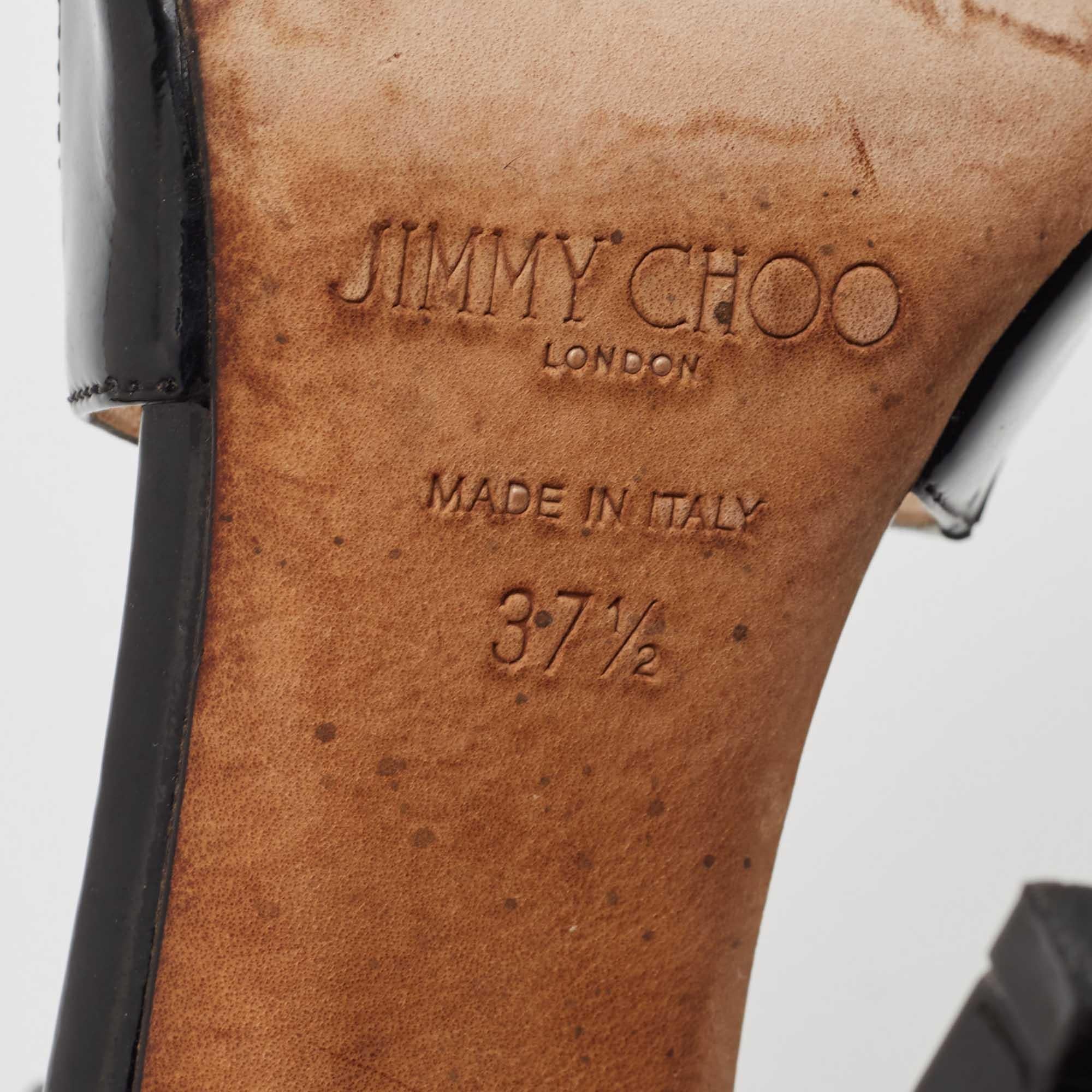 Jimmy Choo Black Patent Lance Strappy Sandals Size 37.5 3