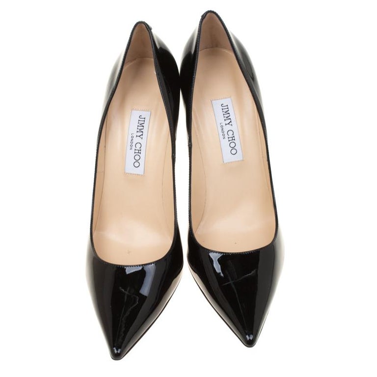 Jimmy Choo Black Patent Leather Abel Pointed Toe Pumps Size 42 For Sale ...