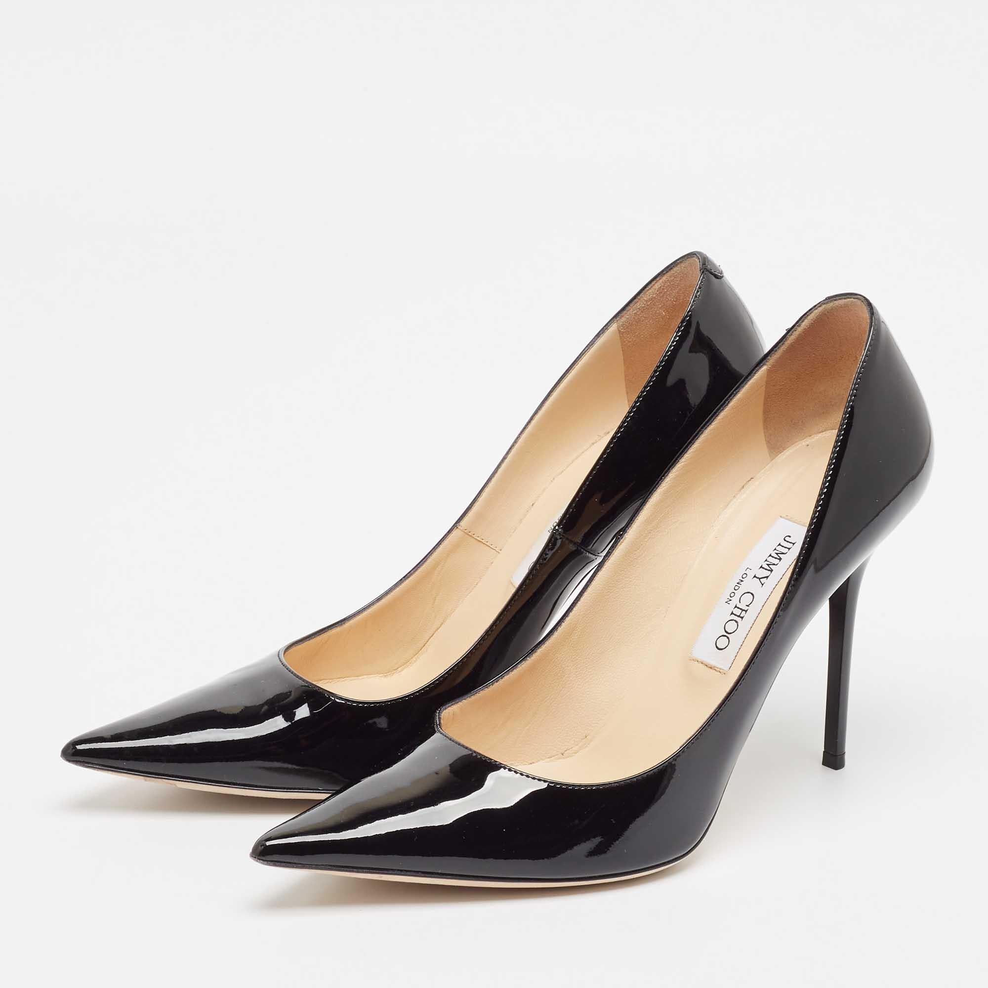 These timeless Jimmy Choo pumps are meant to last you season after season. Crafted using patent leather they are designed with a sleek arch pointed toes and 11 cm heels.