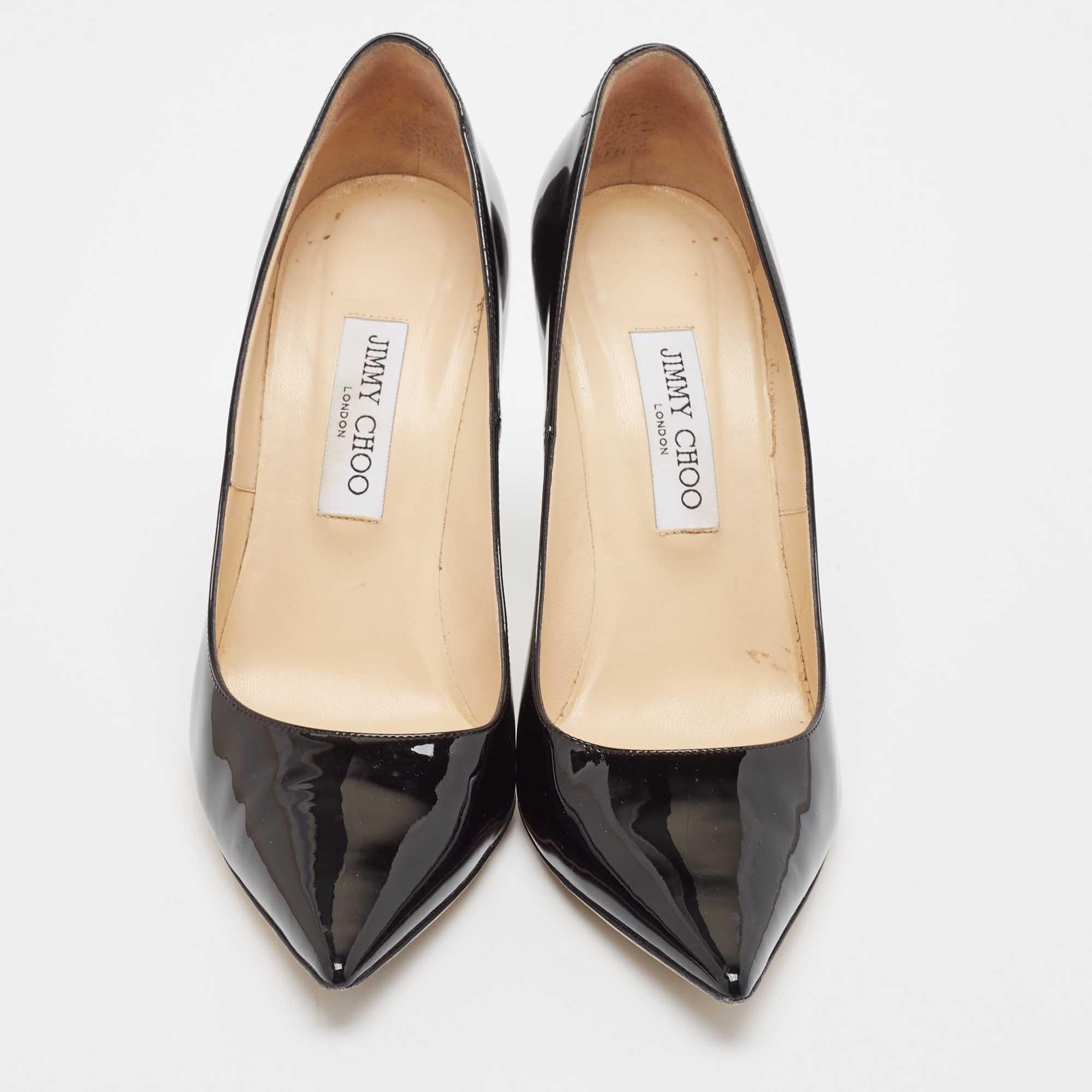 Jimmy Choo Black Patent Leather Abel Pumps Size 40.5 In Good Condition In Dubai, Al Qouz 2