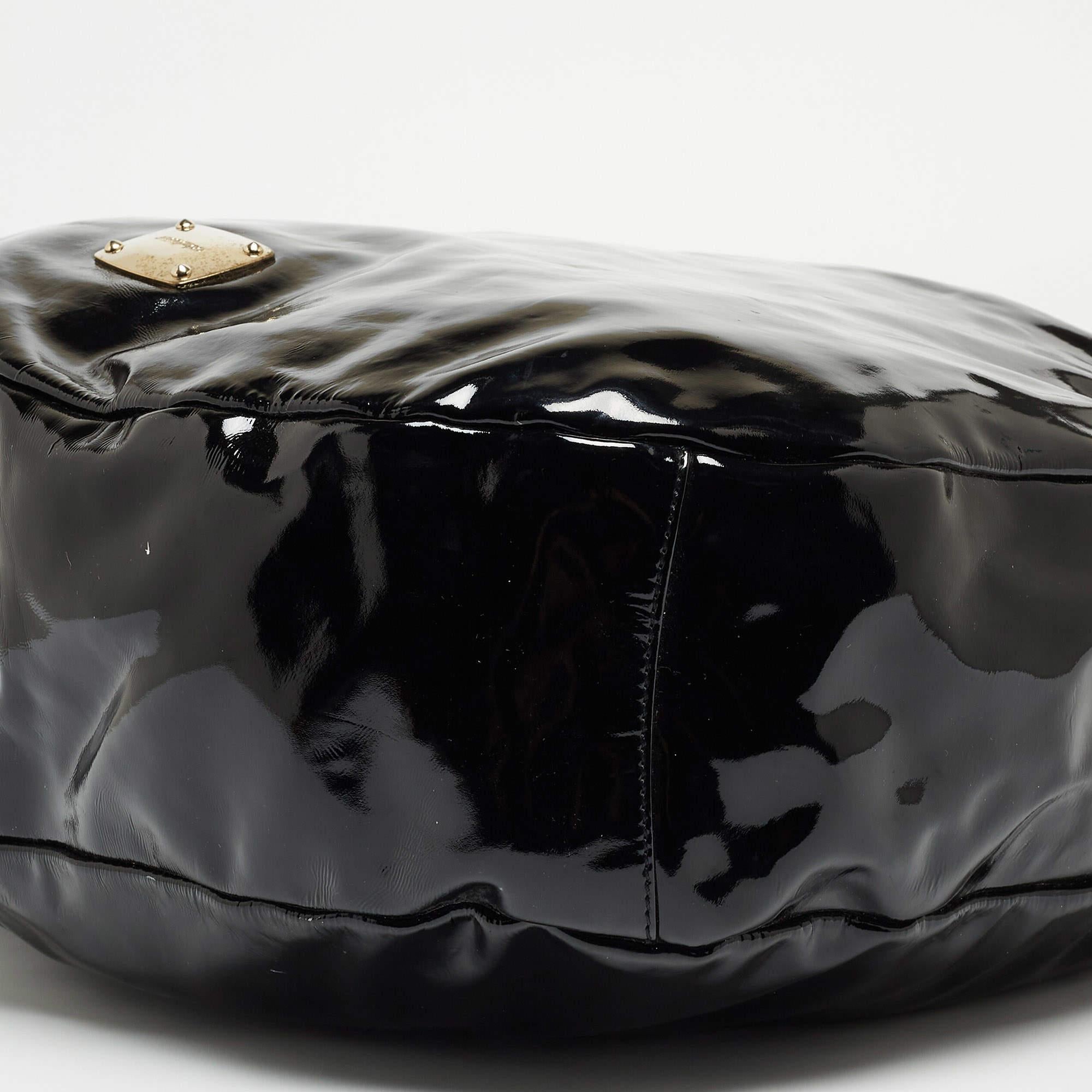 Jimmy Choo Black Patent Leather And Karung Large Saba Hobo 4