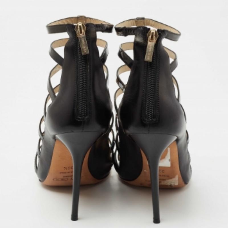 De las mujeres Jimmy Choo Sandalias gladiadoras de charol negro y piel talla 39.5 en venta