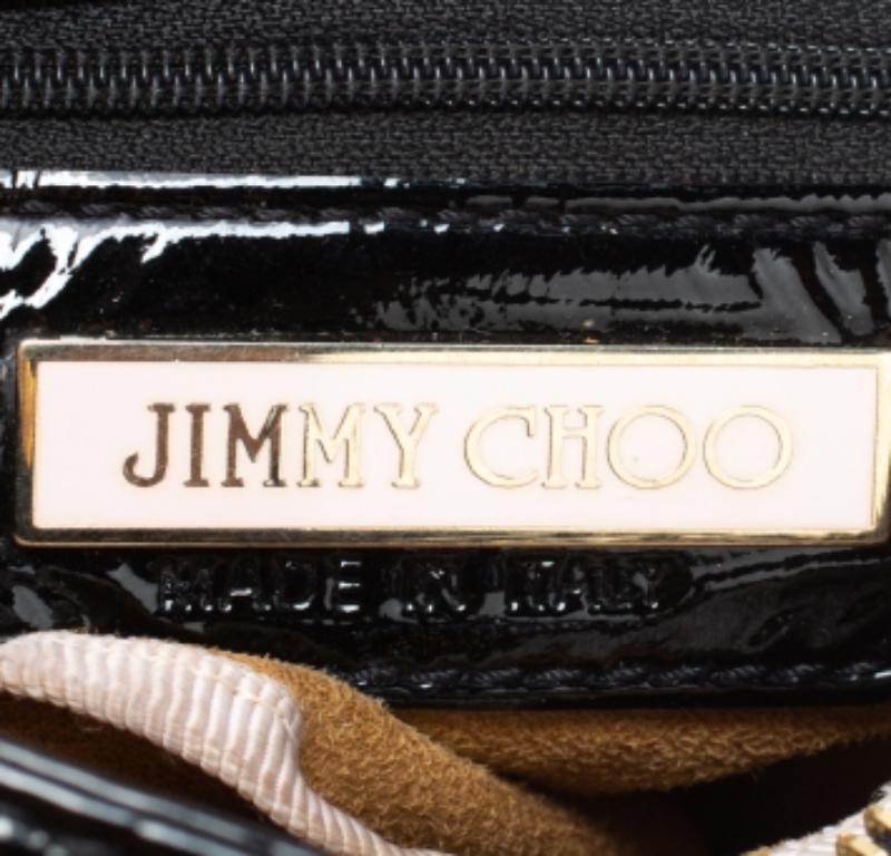Jimmy Choo Black Patent Leather and Python Large Sky Hobo In Fair Condition For Sale In Dubai, Al Qouz 2