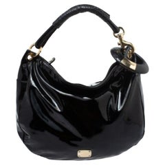 Jimmy Choo Black Patent Leather and Python Large Sky Hobo