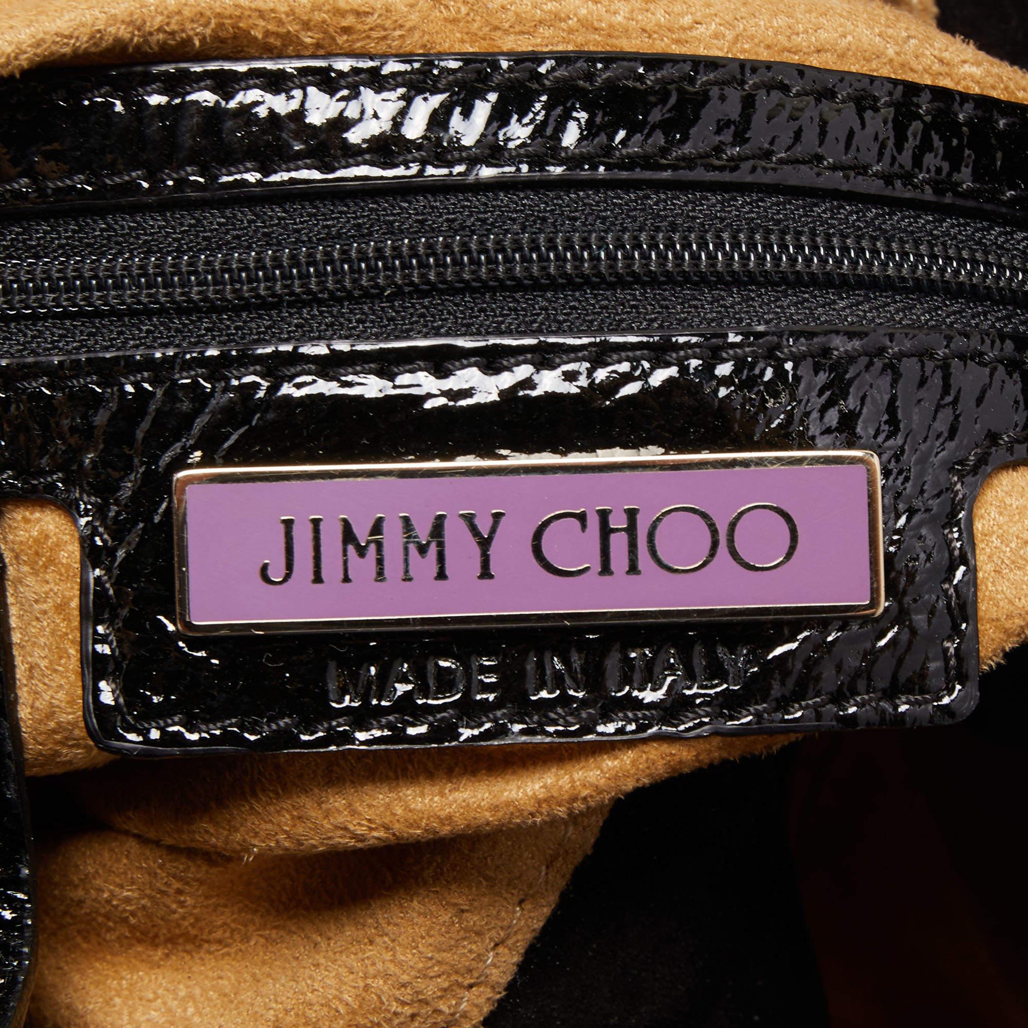 Jimmy Choo Black Patent Leather and Suede Marla Satchel 3