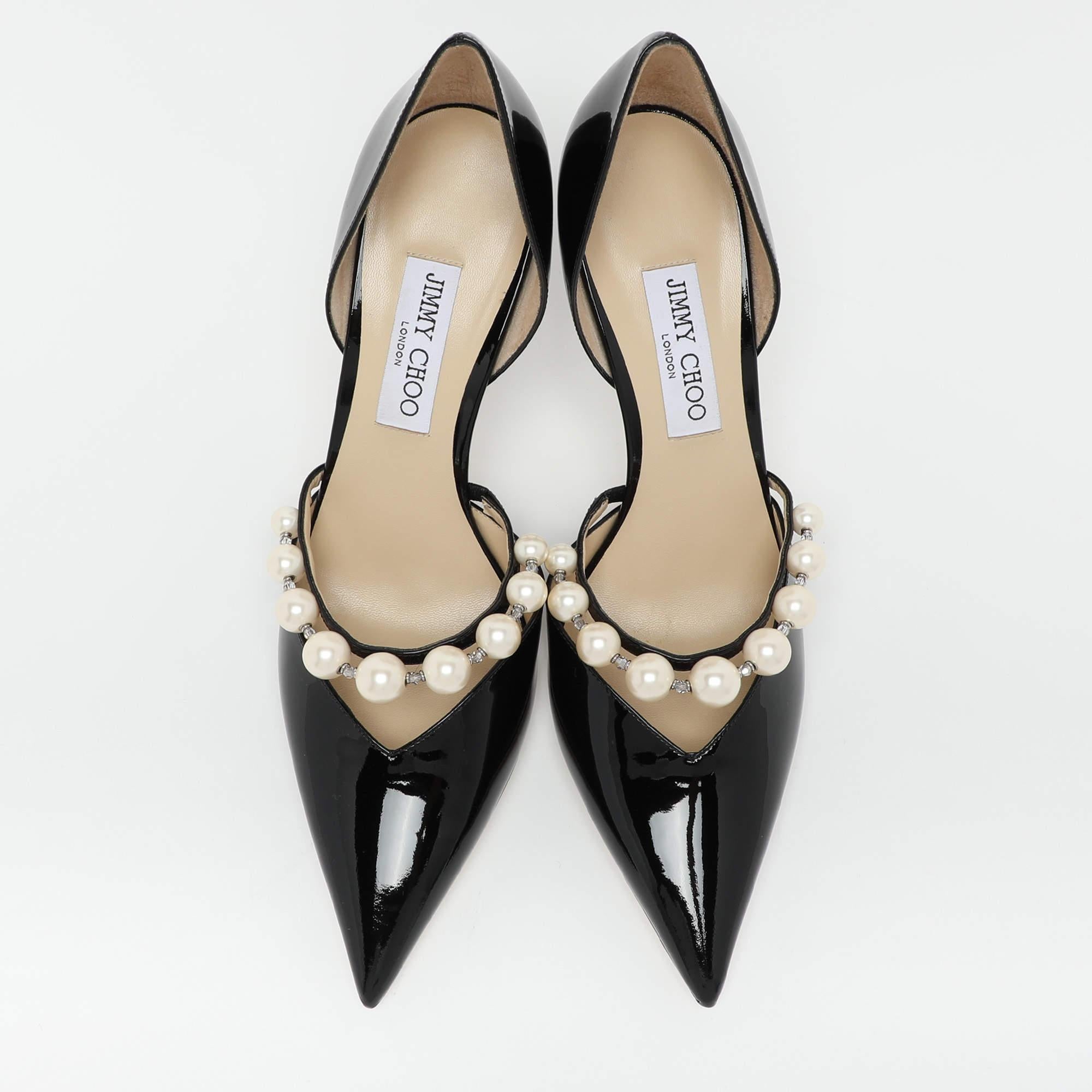 Jimmy Choo Black Patent Leather Aurelie 85 Pumps 42 In Excellent Condition In Dubai, Al Qouz 2