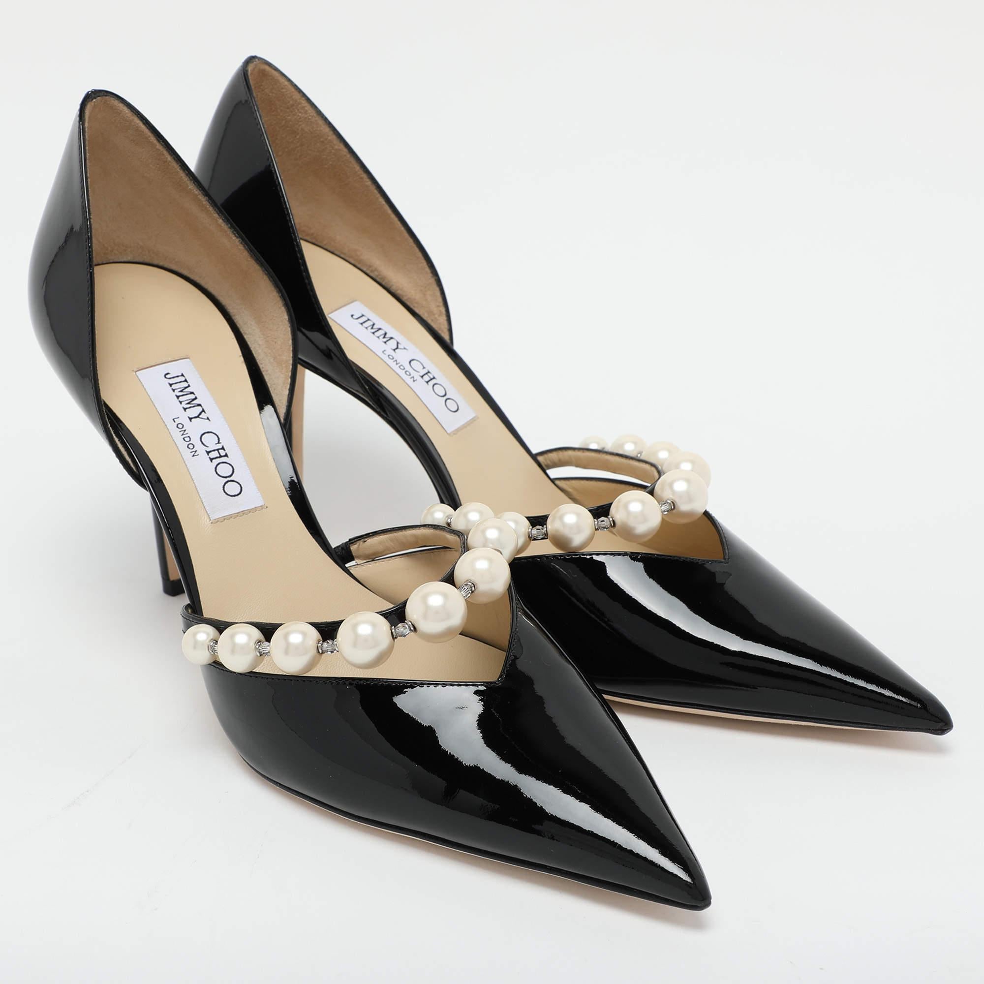 Women's Jimmy Choo Black Patent Leather Aurelie 85 Pumps 42