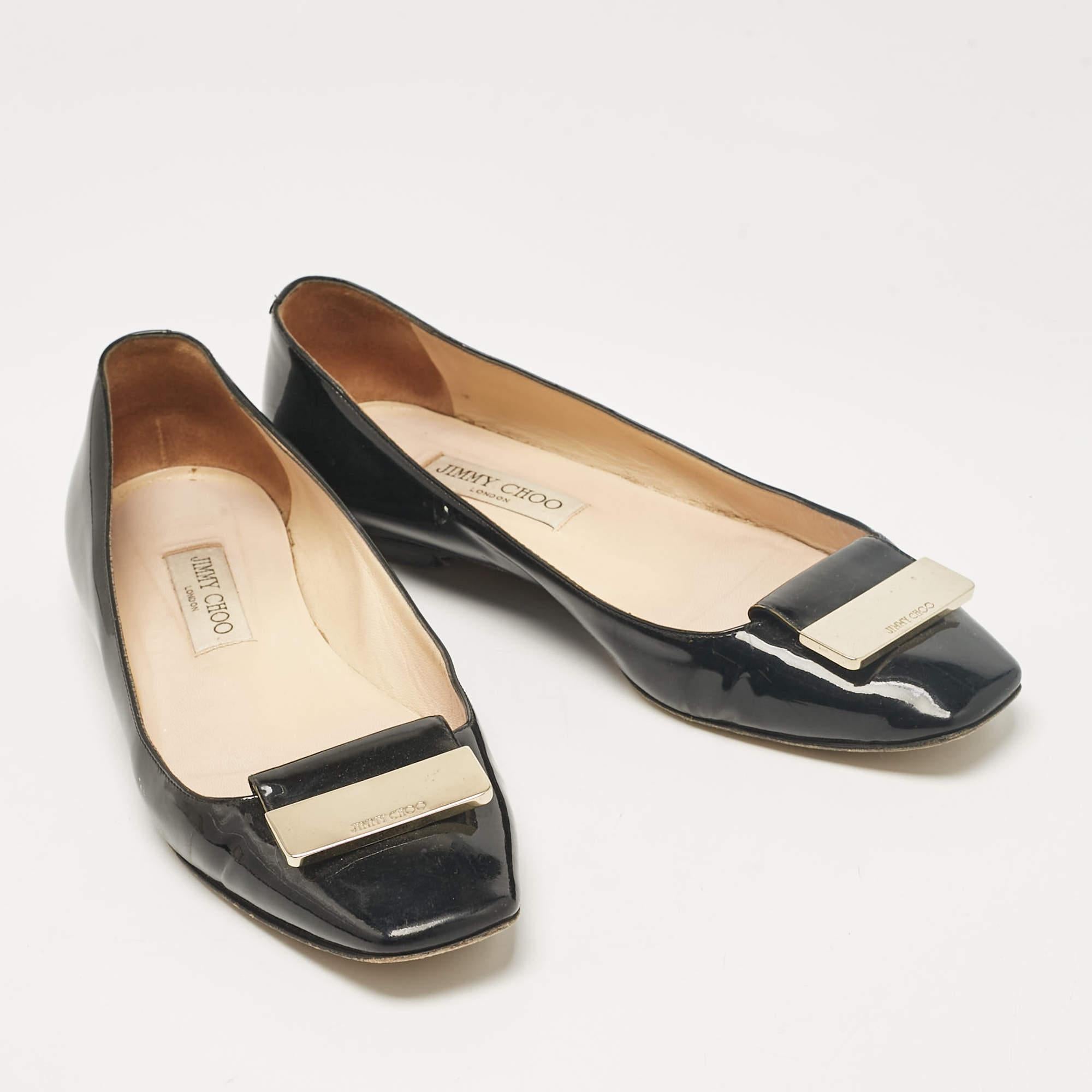 Women's Jimmy Choo Black Patent Leather Ballet Flats Size 40