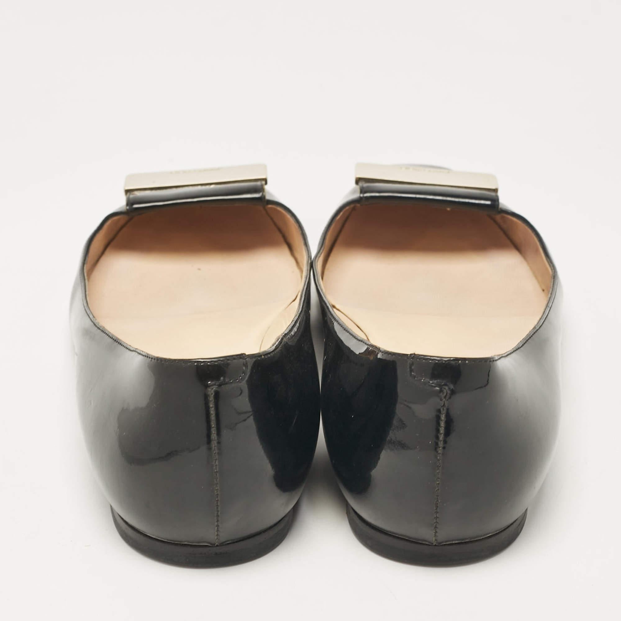Jimmy Choo Black Patent Leather Ballet Flats Size 40 1