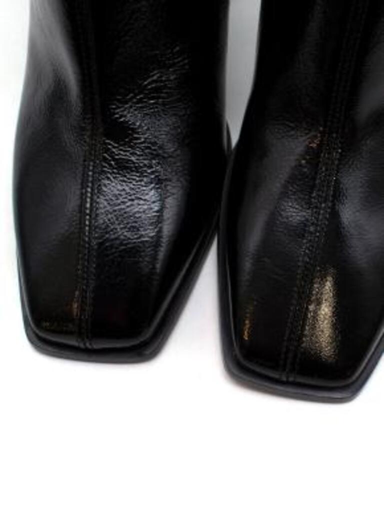 Jimmy Choo Black Patent Leather Block Heel Ankle Boots For Sale 3