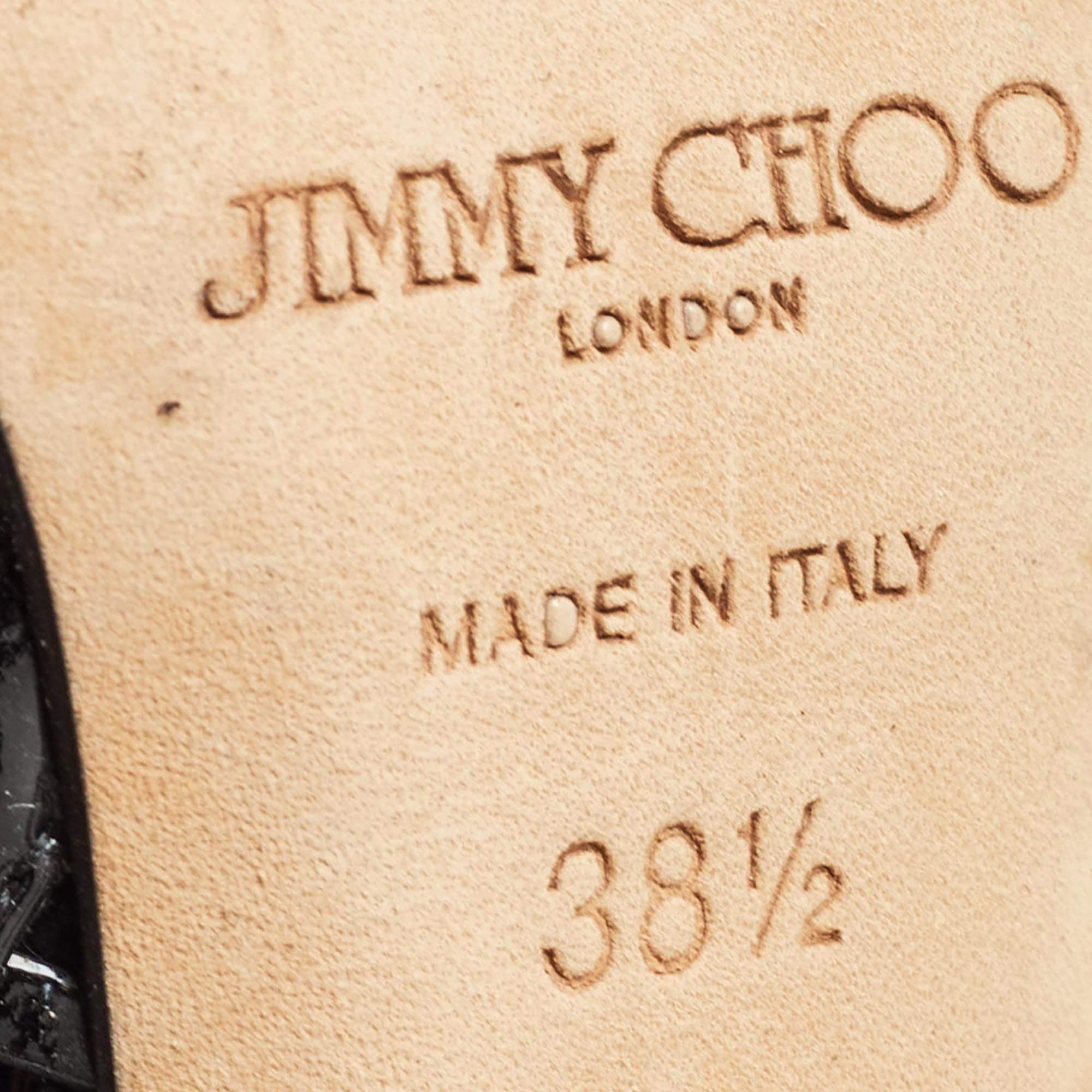 Jimmy Choo - Pompe a punta aperta in vernice nera con gabbia - misura 38,5 in vendita 3