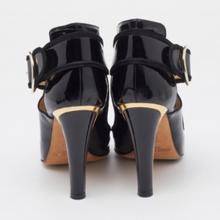 Women's Jimmy Choo Black Patent Leather Chicago Ankle Boots Size 40 For Sale