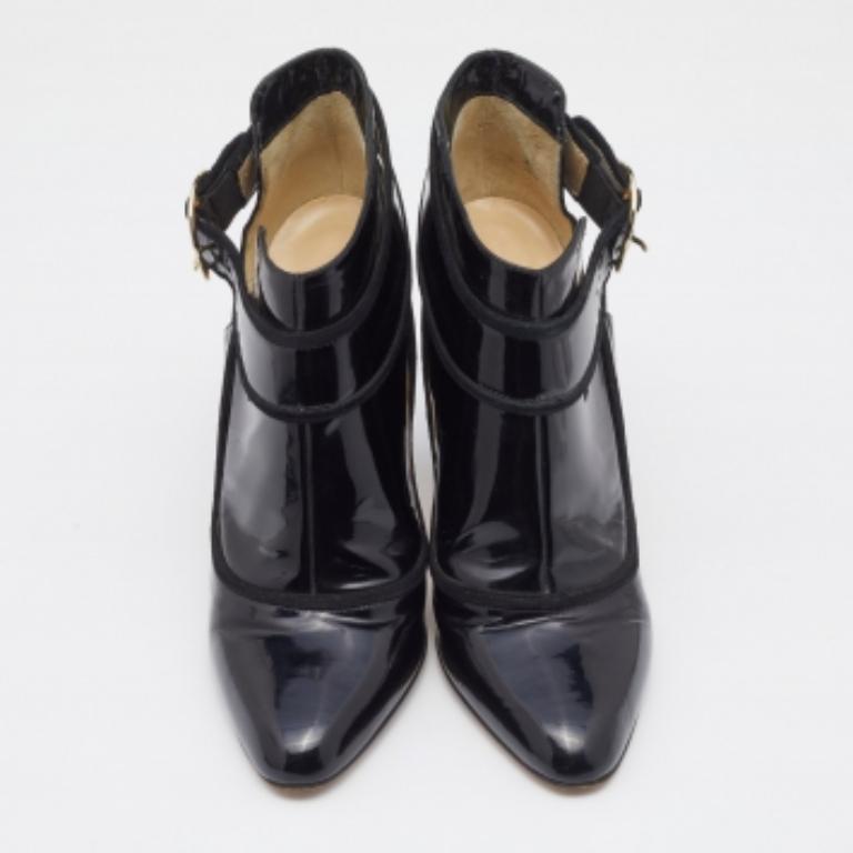 Jimmy Choo Black Patent Leather Chicago Ankle Boots Size 40 For Sale 5