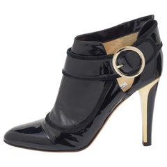 Jimmy Choo Black Patent Leather Chicago Ankle Boots Size 40