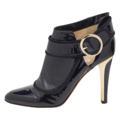 Jimmy Choo Black Patent Leather Chicago Ankle Boots Size 40