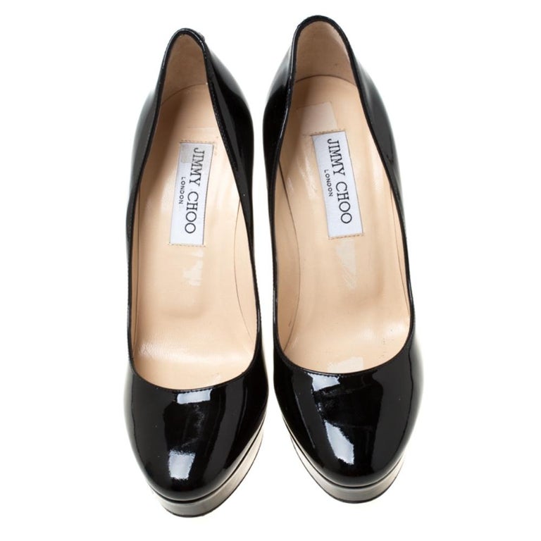 Jimmy Choo Patent Leather Lace Platform Shoes Black