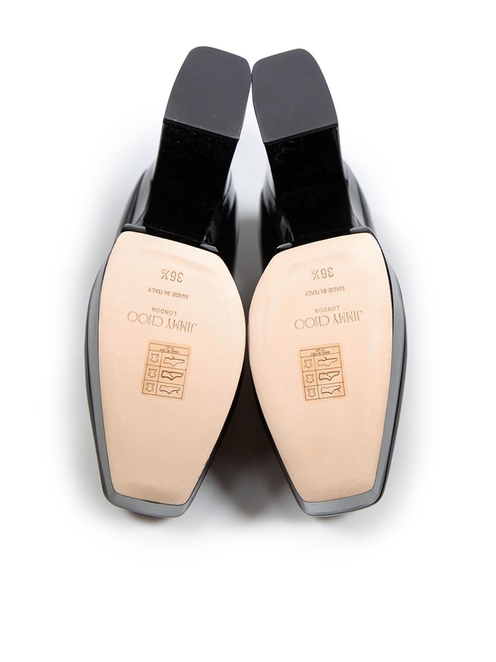 Women's Jimmy Choo Black Patent Leather Diamond Tilda 140 Heels Size IT 36.5 For Sale