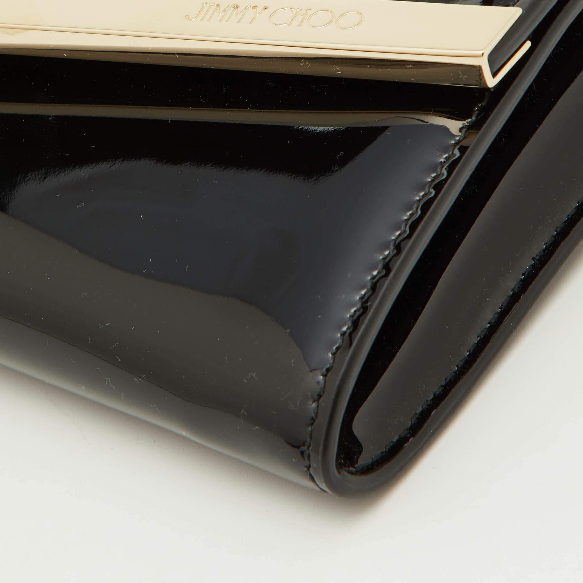 Women's Jimmy Choo Black Patent Leather Emmie Chain Clutch