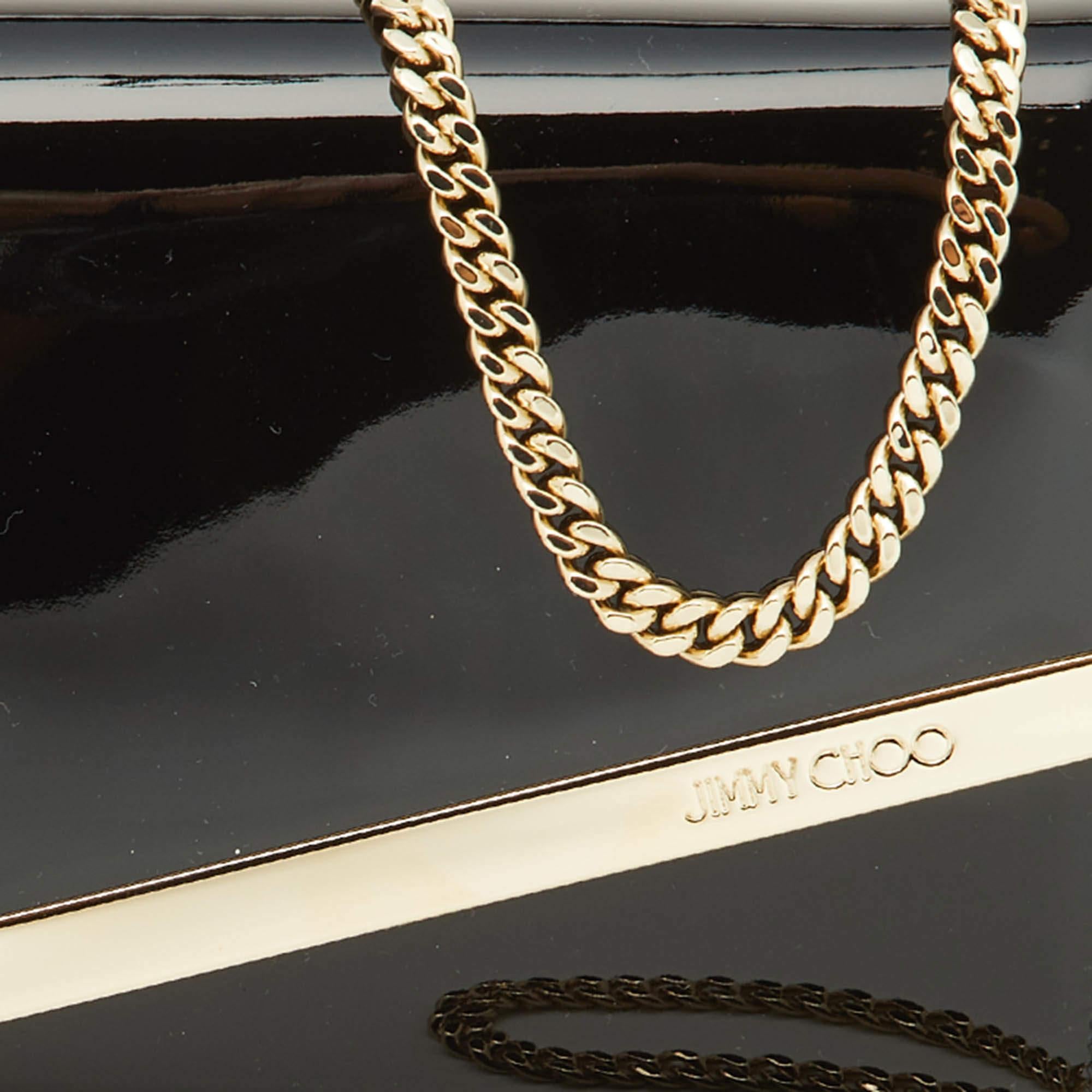 Jimmy Choo Black Patent Leather Emmie Chain Clutch 4