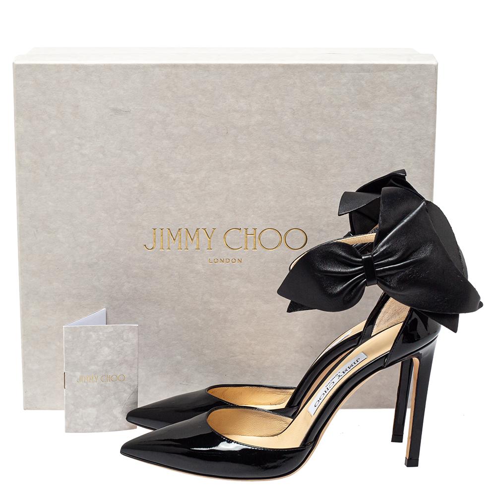 Jimmy Choo Black Patent Leather Kelley Bow Pumps Size 36.5 1